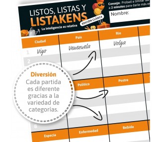 Juego mesa Listos Listas y Listakens español