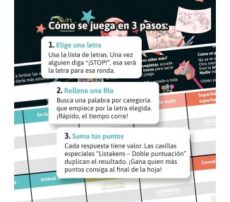 Juego mesa Listos Listas y Listakens Junior español