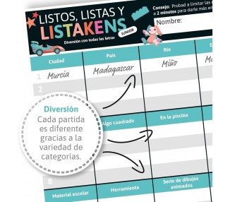Juego mesa Listos Listas y Listakens Junior español