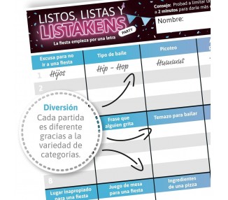 Juego mesa Listos Listas y Listakens Party español