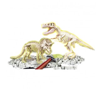 Arqueojugando T Rex y Triceratops fosforescente