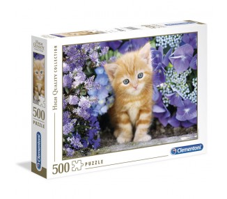 Puzzle Gato Rubio con Flores 500pzs