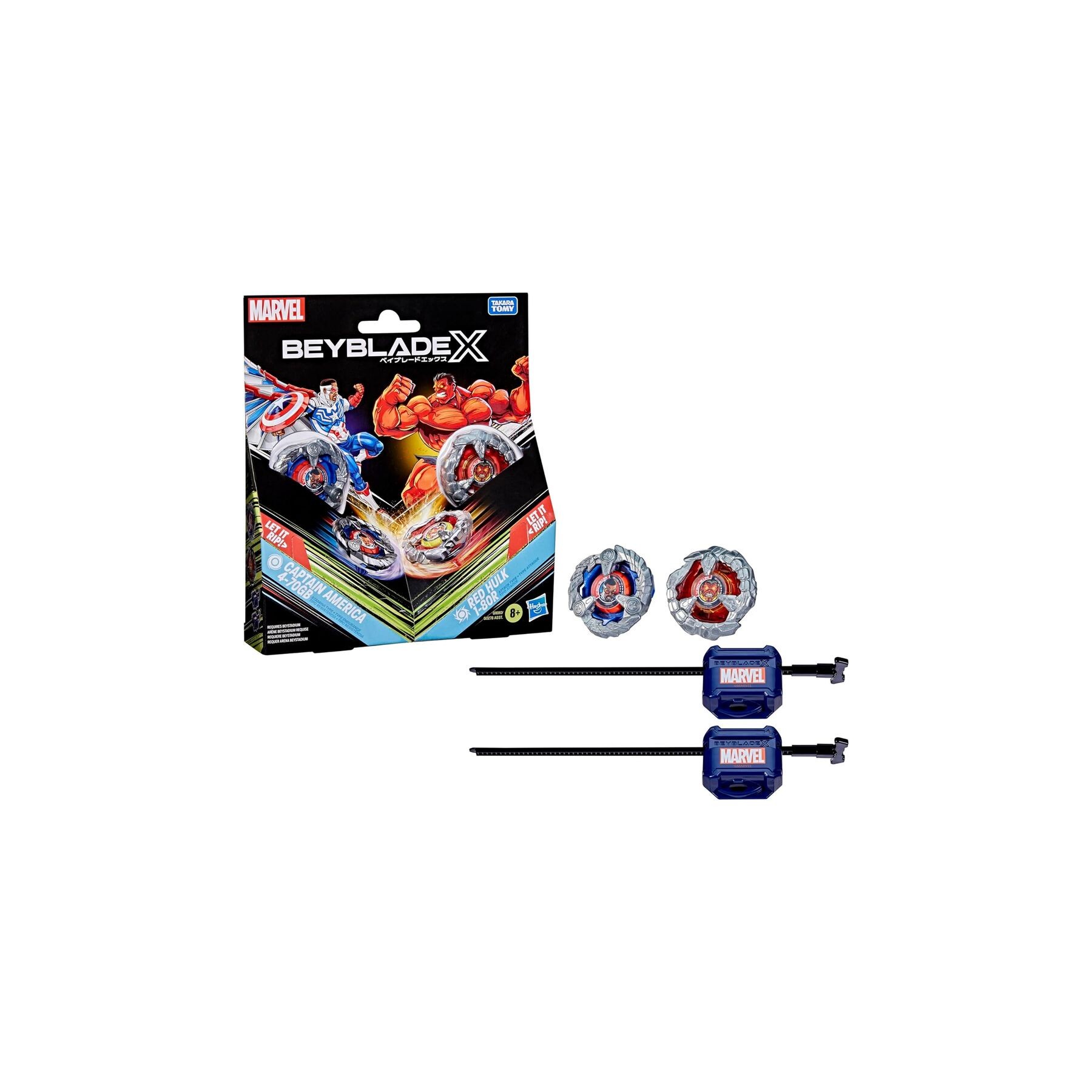 Juego Kit Inicial Capitan America 4-70GB & Red Hulk 1-80R Beyblade X
