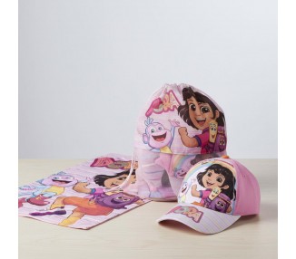 Set toalla + saco + gorra Dora la Exploradora