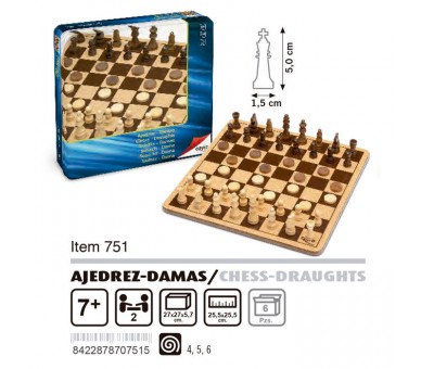 Juego Ajedrez Damas madera