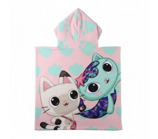 Poncho toalla La Casa de Muñecas de Gabby microfibra