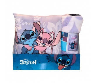 Set manta polar + cojin Angel & Stitch Disney