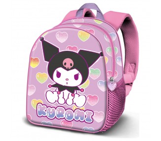 Mochila 3D Hearts Kuromi Hello Kitty 31cm