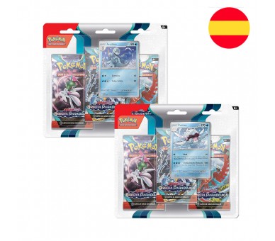 Blister juego cartas 3 sobres refuerzo Brecha Paradojica Pokemon surtido español