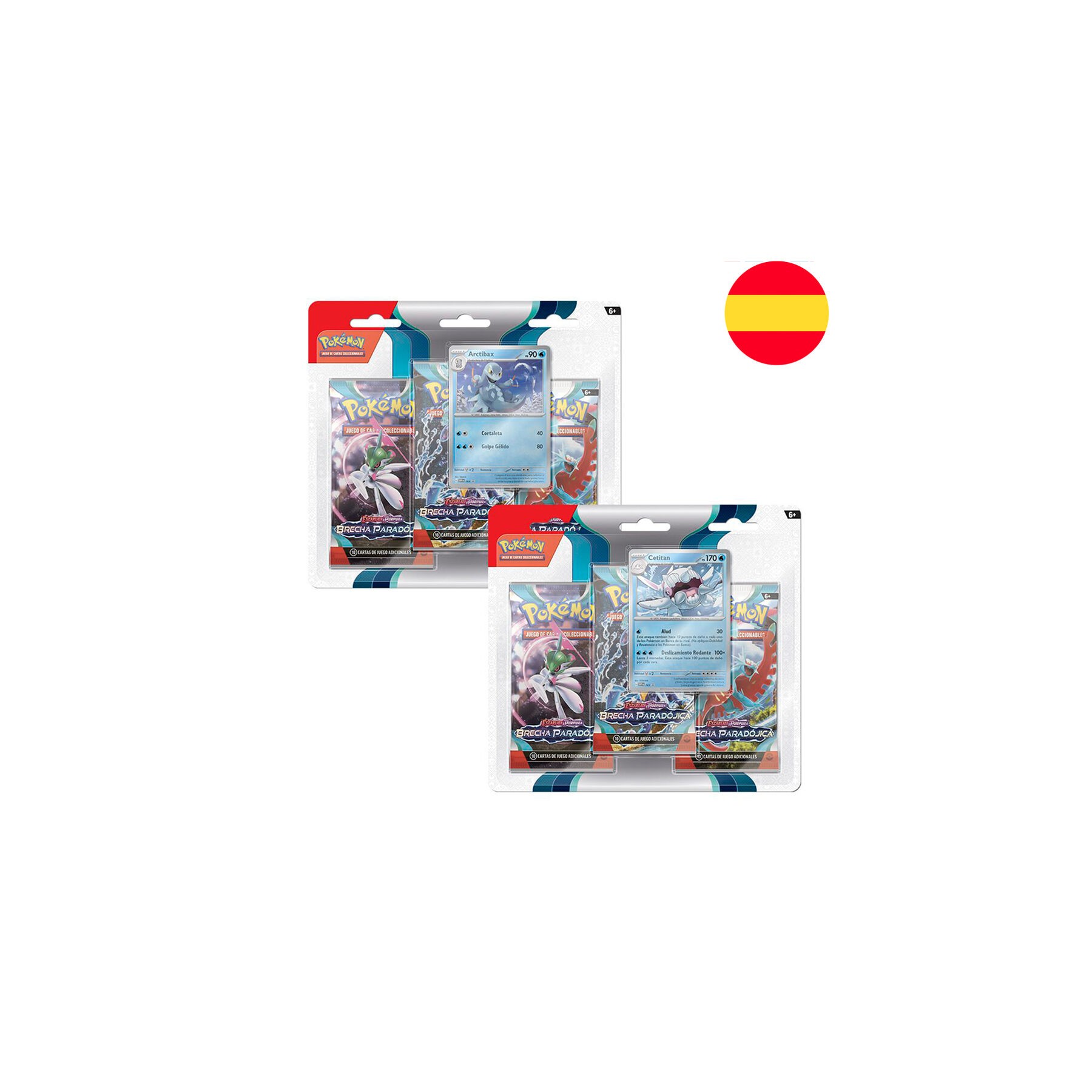 Blister juego cartas 3 sobres refuerzo Brecha Paradojica Pokemon surtido español