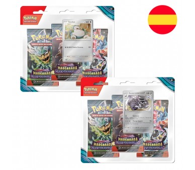 Blister cartas 3 sobres refuerzo Mascarada Crepuscular Pokemon surtido español