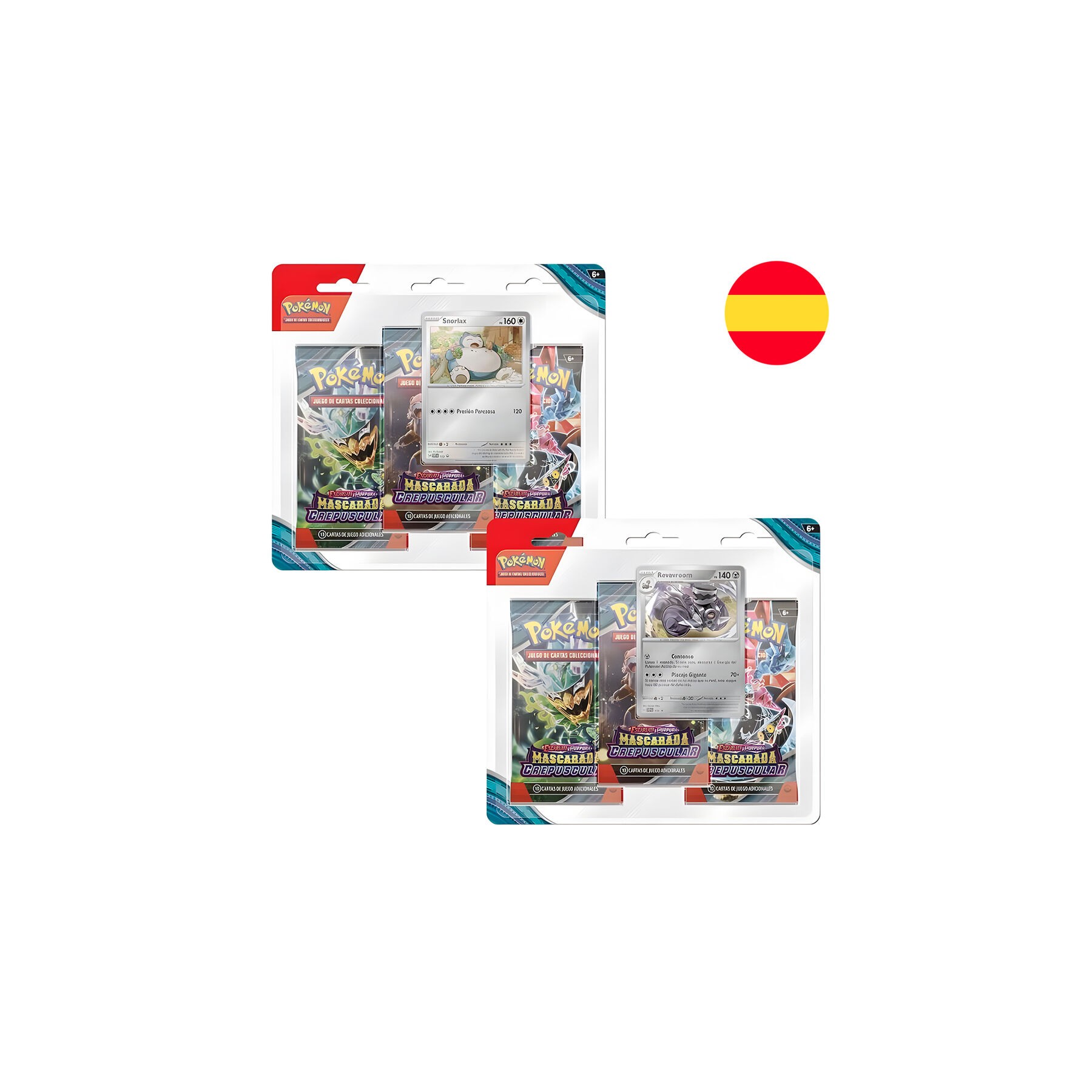 Blister cartas 3 sobres refuerzo Mascarada Crepuscular Pokemon surtido español