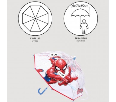 Paraguas manual burbuja Spiderman Marvel 45cm