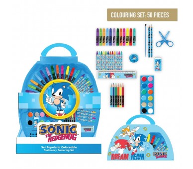Set papeleria coloreable Sonic the Hedgehog 50pzs