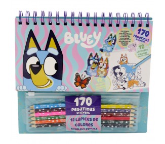 Set coloreable con pegatinas Bluey