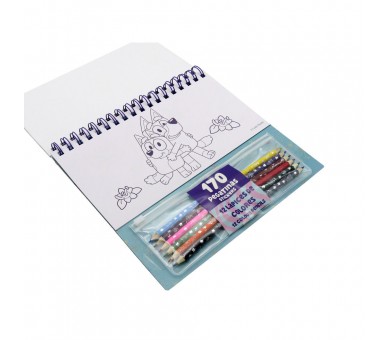 Set coloreable con pegatinas Bluey