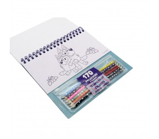 Set coloreable con pegatinas Bluey