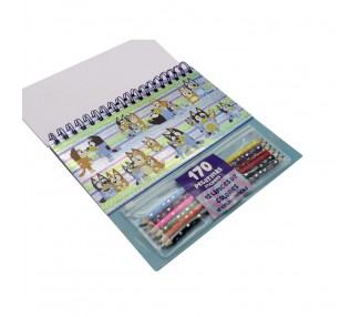 Set coloreable con pegatinas Bluey