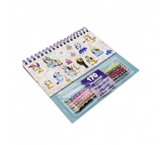 Set coloreable con pegatinas Bluey
