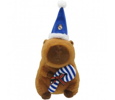 Peluche capibara gorro de papa noel Real Madrid 35cm