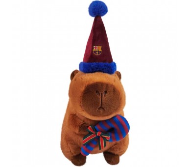 Peluche capibara gorro de papa noel FC Barcelona 35cm