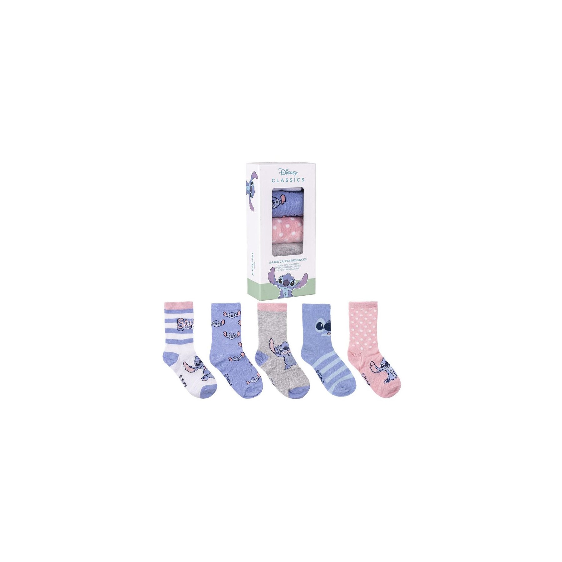 Blister 5 calcetines Stitch Disney
