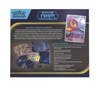 LATINO Estuche Entrenador Elite juego cartas Fuegos Fantasmales Pokemon