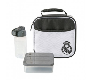 Bolsa porta alimentos termica + tupper + botella Real Madrid