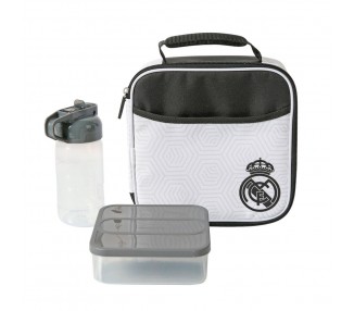 Bolsa porta alimentos termica + tupper + botella Real Madrid