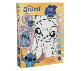 Pinta con numeros en lienzo + acuarelas Stitch Disney
