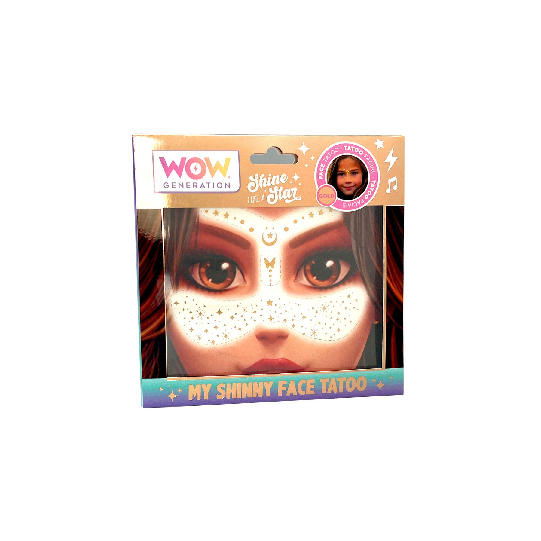 Tatuaje facial pecas doradas Wow Generation