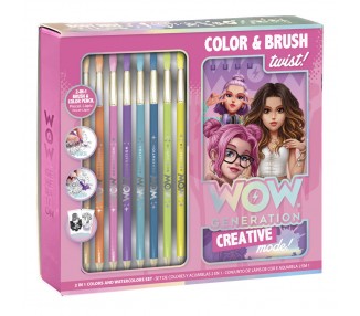 Set bloc artista pincel y lapices acuarela Wow Generation