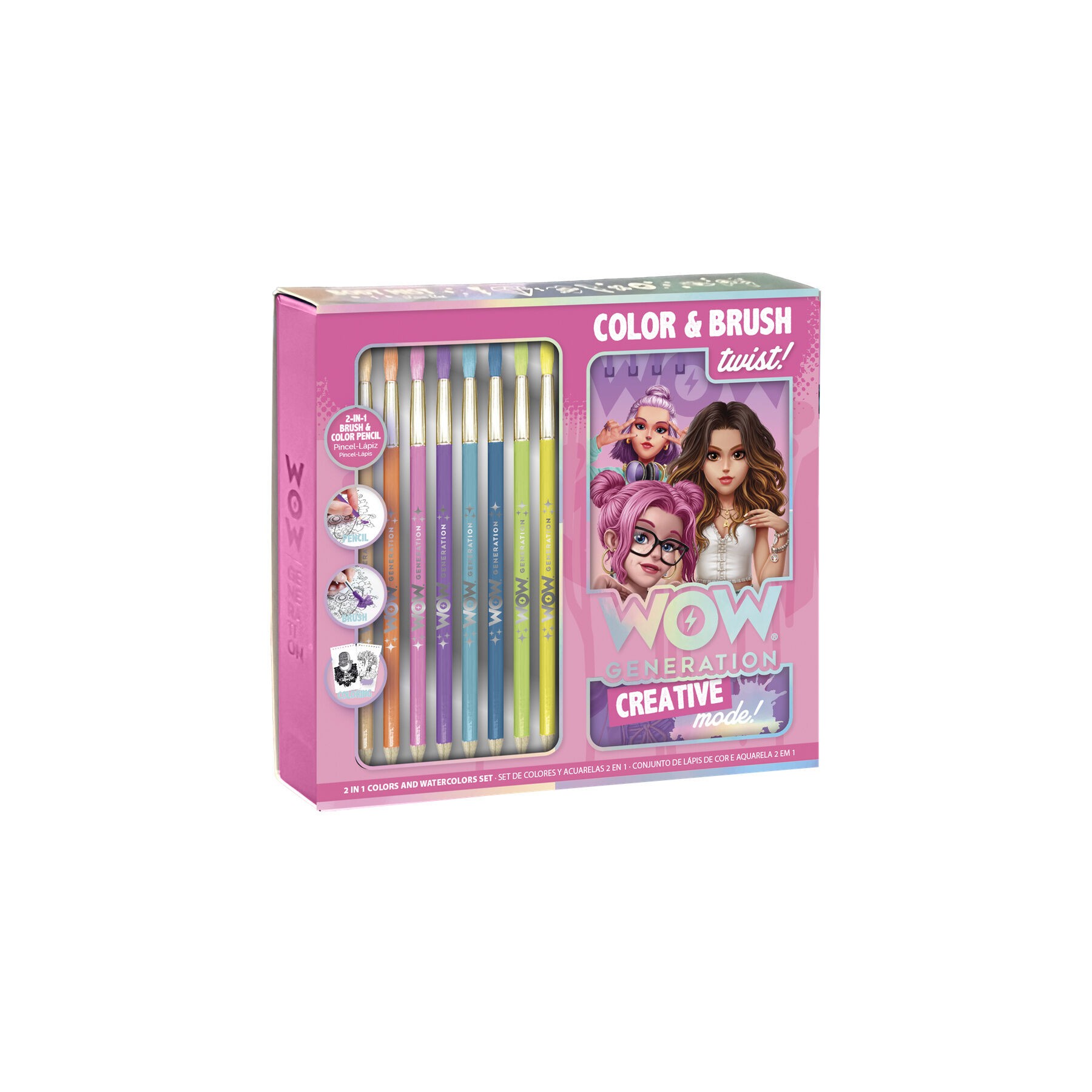 Set bloc artista pincel y lapices acuarela Wow Generation