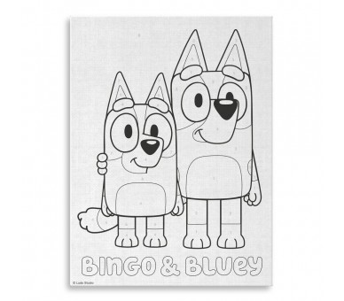 Pinta con numeros en lienzo + acuarelas Bluey