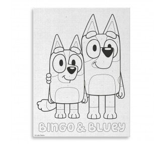 Pinta con numeros en lienzo + acuarelas Bluey