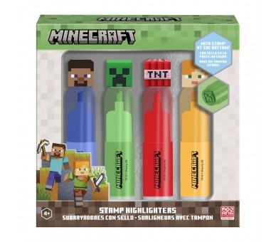 Blister 4 subrayadores con sello Minecraft