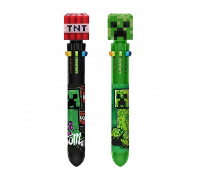 Boligrafo 10 colores topper 3D Minecraft surtido