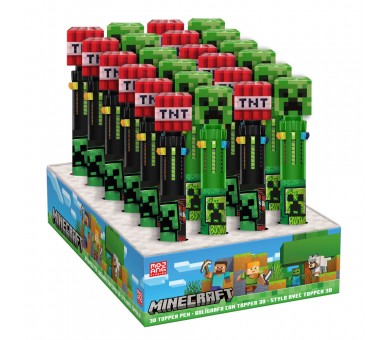Boligrafo 10 colores topper 3D Minecraft surtido