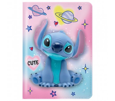 Cuaderno Squshy + boligrafo pompom Stitch Disney