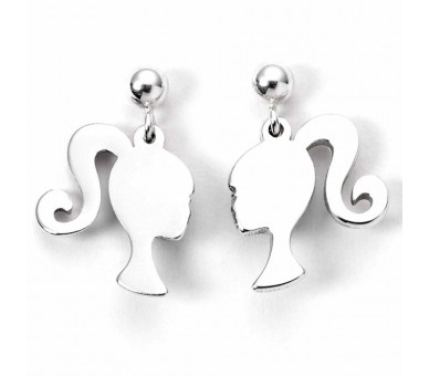 Pendientes Silhouette Barbie plata