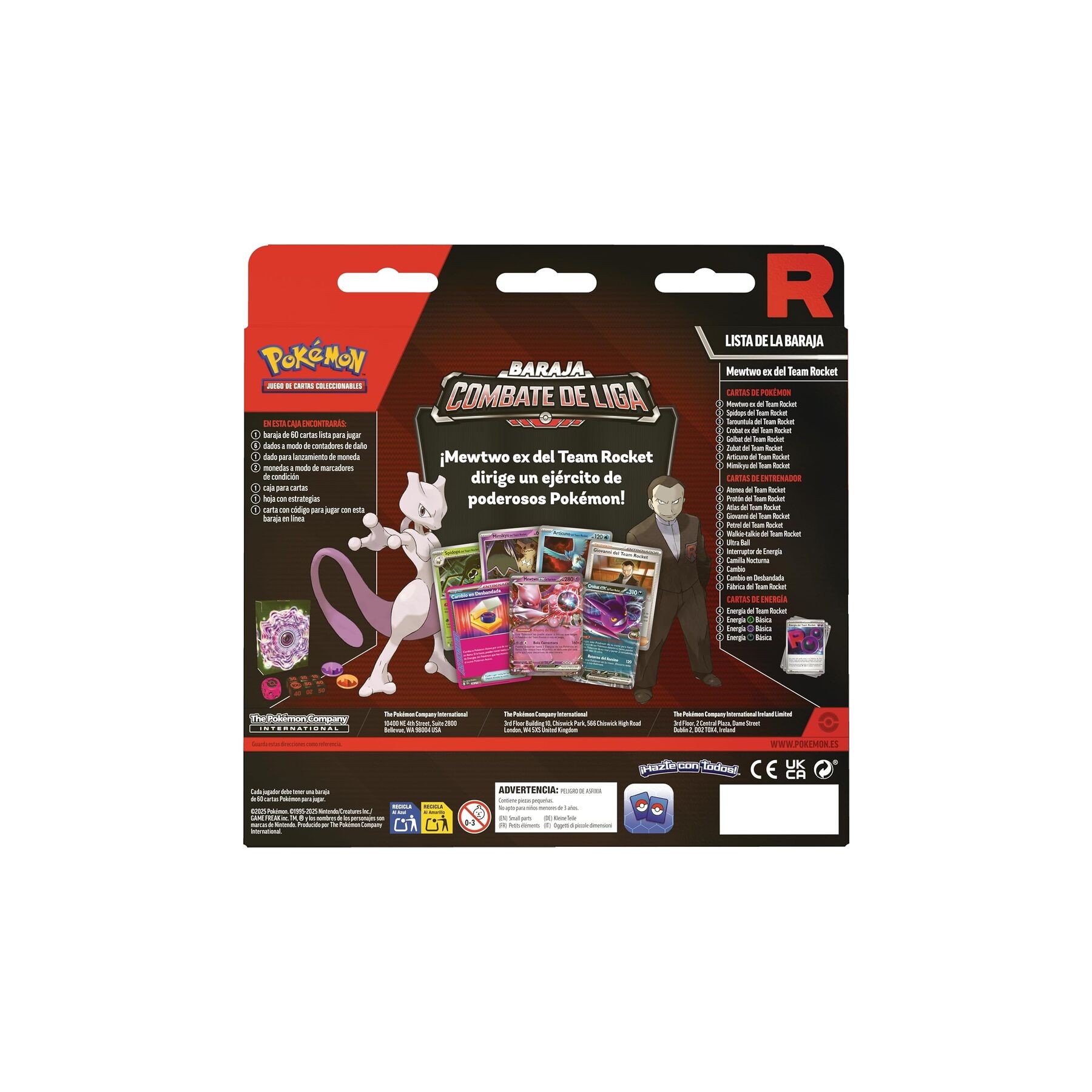 Blister cartas League Battle Deck Team Rockets Mewtwo Ex Pokemon Latino