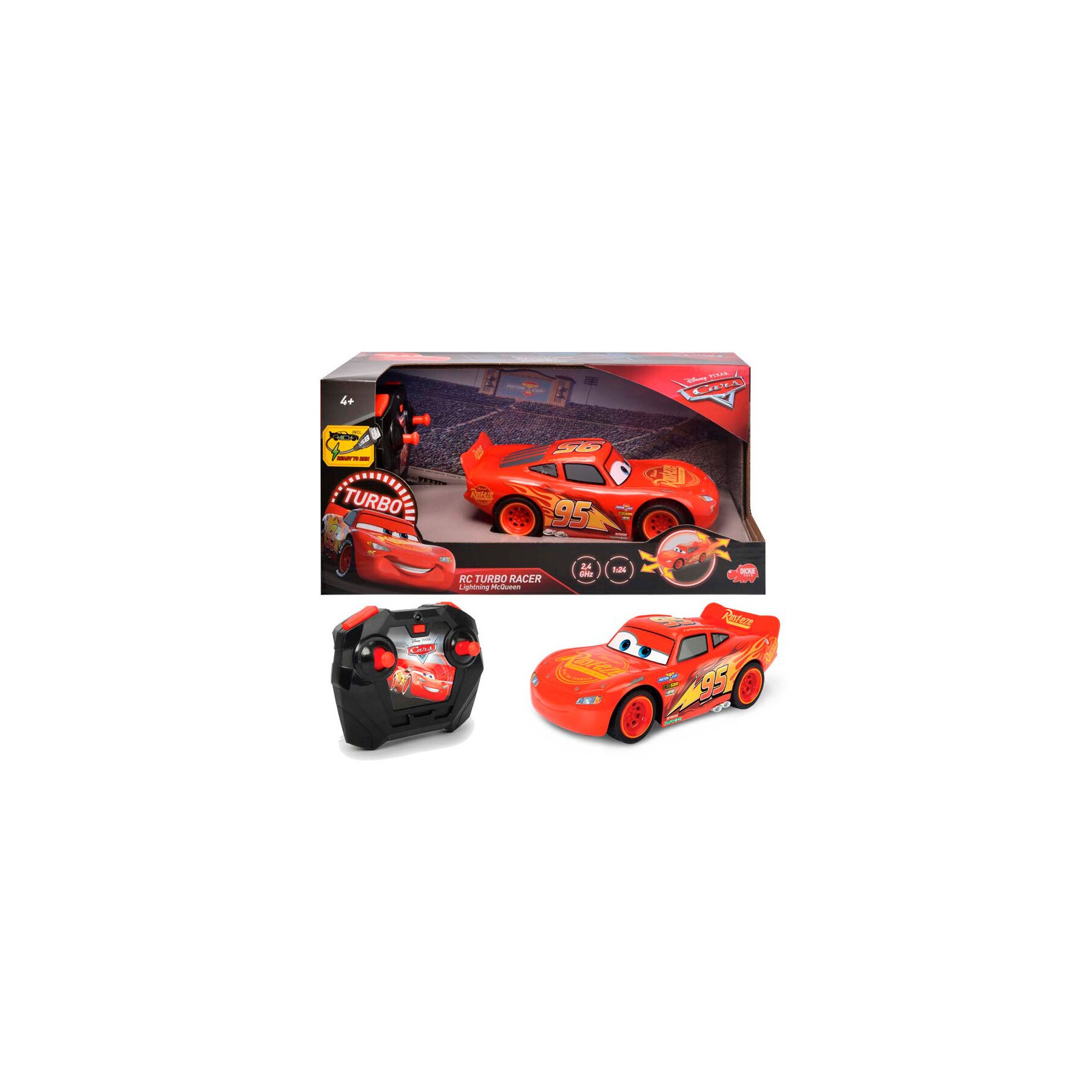 Coche radio control Rayo McQueen Cars Disney Pixar 1:24