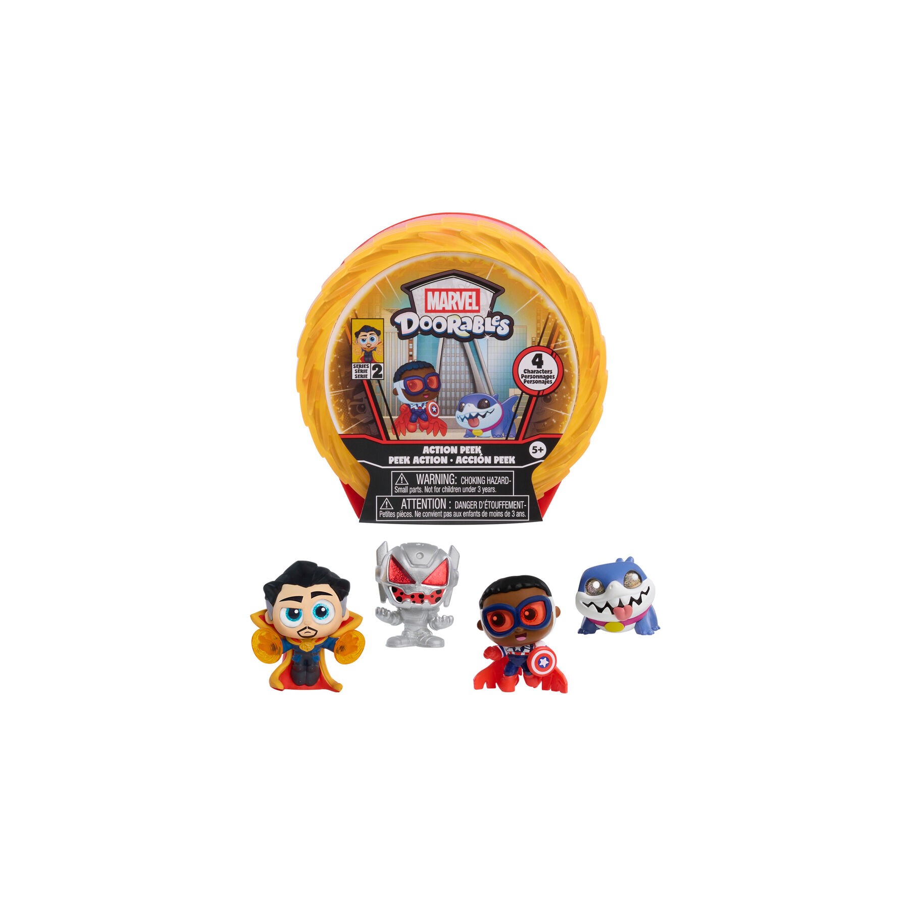 Capsula sorpresa 4 figuras Action Mini Peek Series 2 Marvel Doorables surtido