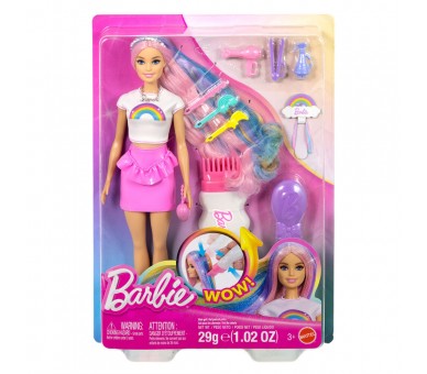 Muñeca Cabello Destellos Arcoiris Barbie