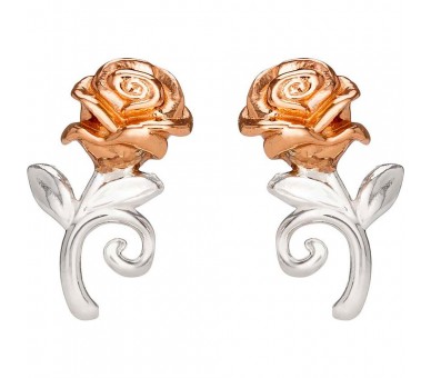 Pendientes Rosa La Bella y la Bestia Disney plata