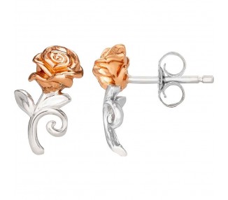 Pendientes Rosa La Bella y la Bestia Disney plata