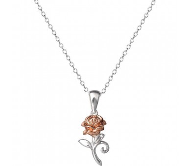 Colgante Rosa La Bella y la Bestia Disney plata