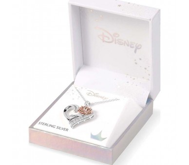 Colgante Corazon Rosa La Bella y la Bestia Disney plata