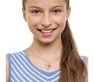 Colgante Corazon Rosa La Bella y la Bestia Disney plata