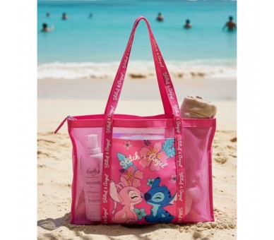 Bolsa playa rejilla Angel & Stitch Disney